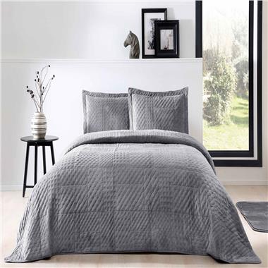 Taç Alvin Tek Kişilik Yatak Örtüsü Seti Antrasit (4324)