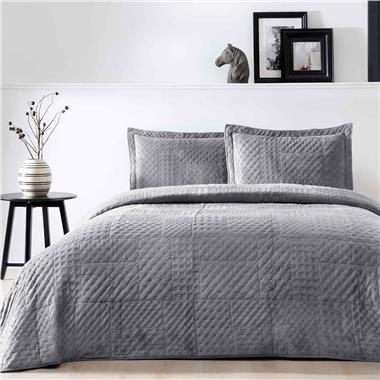 Taç Alvin Tek Kişilik Yatak Örtüsü Seti Antrasit (4324)