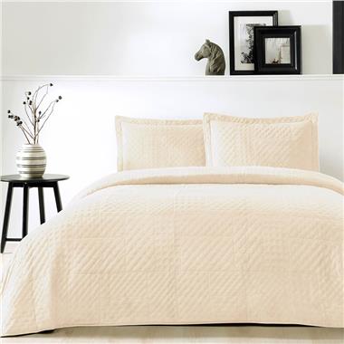 Taç Alvin Çift Kişilik Yatak Örtüsü Seti Bej (4325)