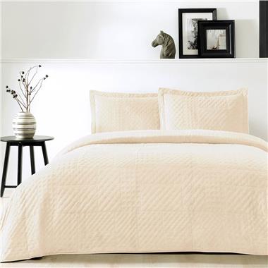 Taç Alvin Tek Kişilik Yatak Örtüsü Seti Bej (4324)
