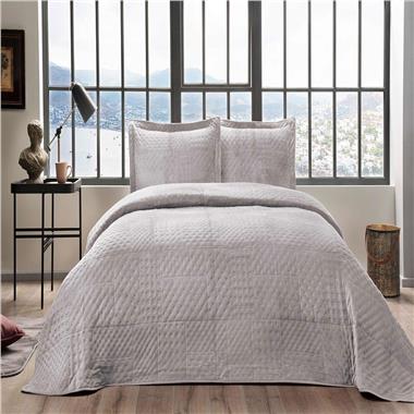 Taç Alvin Tek Kişilik Yatak Örtüsü Seti Gri (4324)