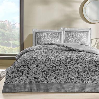 Taç Amelia %100 Pamuk Saten Çift Kişilik Nevresim Takımı Antrasit 200x220 cm