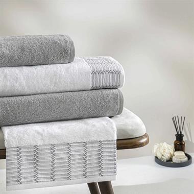 Taç Bamboo Aile Bornoz ve Havlu Seti Beyaz Gri M+L