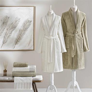 Taç Bamboo Linka Ekru Camel Aile Bornoz Seti %60 Pamuk %40 Viskoz 6 Parça