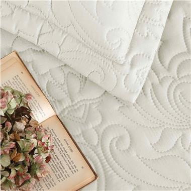 Taç Gala Çift Kişilik Yatak Örtüsü Seti Ekru (4322)