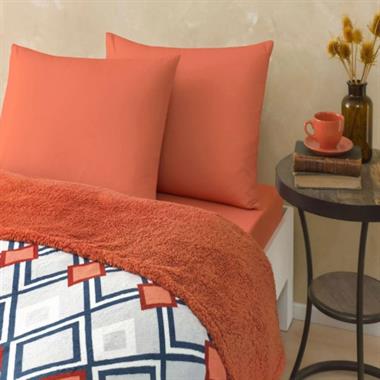 Taç Harlow Winter Tek Kişilik Pamuklu Fitted Nevresim Seti Turuncu