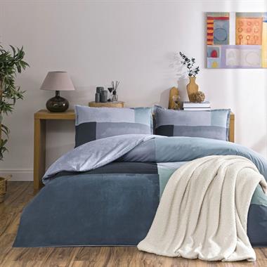 Taç Larıve Mavi Battaniyeli Nevresim Takımı %100 Pamuk