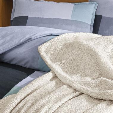 Taç Larıve Mavi Battaniyeli Nevresim Takımı %100 Pamuk