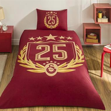 Taç Lisanslı Galatasaray 25. Şampiyonluk %100 Pamuk Tek Kişilik Nevresim Takımı 160x220