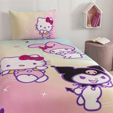Taç Lisanslı Hello Kitty & Friends Tek Kişilik Pamuklu Nevresim Takımı 160x220 cm