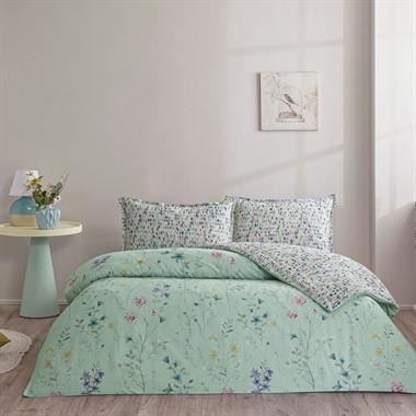 Taç Pepple Çift Kişilik %100 Pamuk Çift Taraflı Nevresim Takımı 200x220 cm Mint