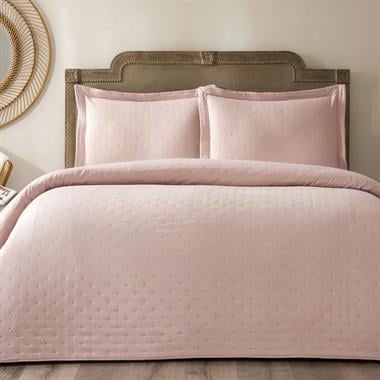 Taç Rita Çift Kişilik Yatak Örtüsü Takımı Pudra 260x250 cm (3 Parça)