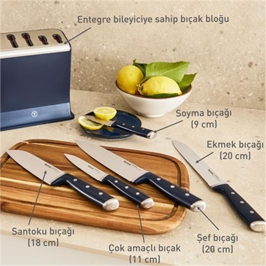 Tefal EverSharp 5li Entegre Bileyicili Standlı Bıçak Seti 2100139800
