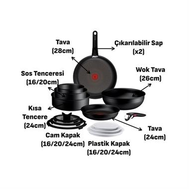 Tefal Ingenio Excellence Fusion Core 9X Büyük Set 14 Parça Çıkarılabilir Saplı Tava Tencere Seti