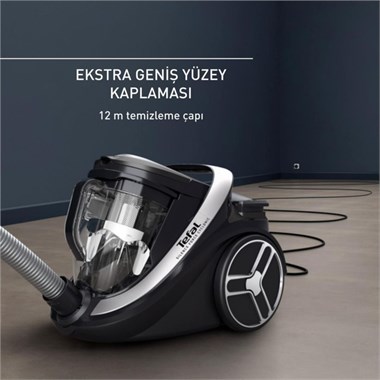 Tefal TW7976EA Silence Force Cyclonic Effitech Animal 500 W Toz Torbasız Elektrikli Süpürge Siyah Gri