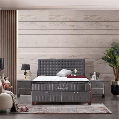 Türkmen Wooly 120lik Baza , Başlık , Yatak Set (Gri)