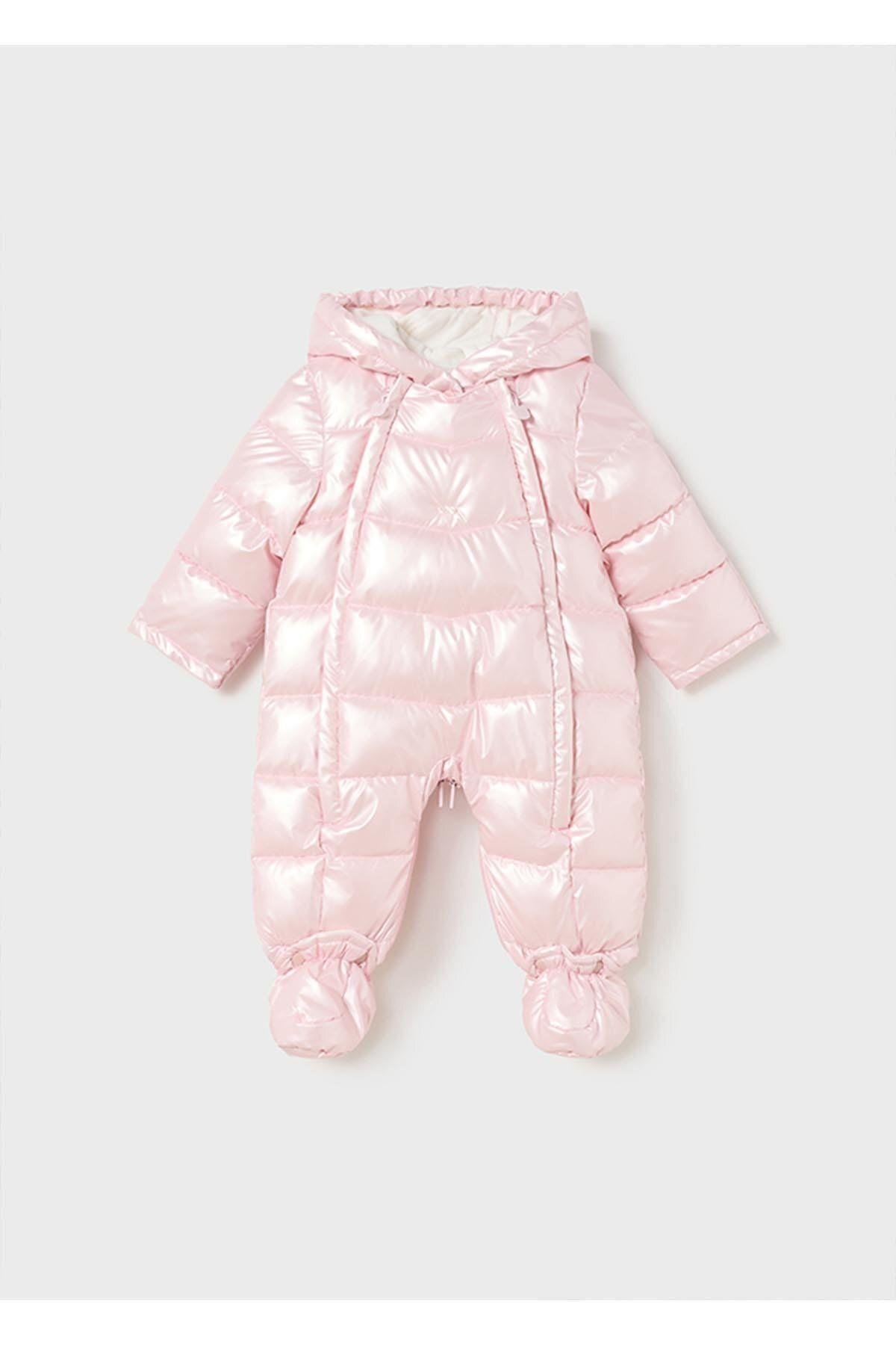 Kışlık Kız Bebek Kar Astronot Tulumu - Pembe