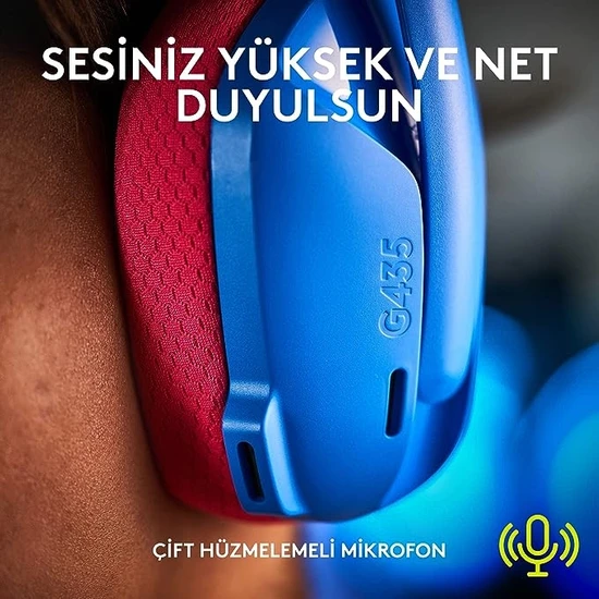Logitech G435 Lightspeed Kablosuz Mikrofonlu Kulak Üstü Oyuncu Kulaklığı LİLA