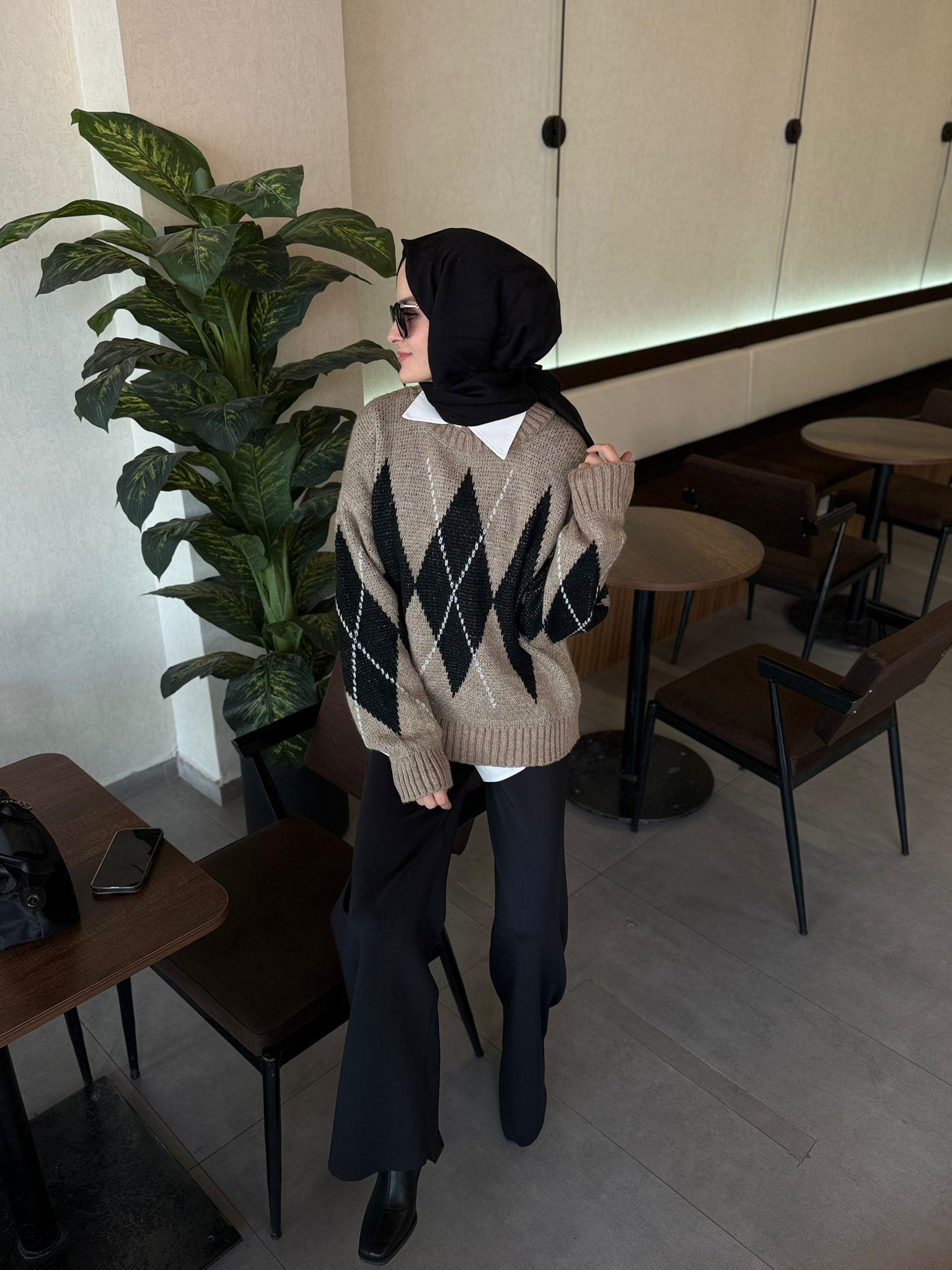 Marka Model Baklava Desen Triko - CAMEL