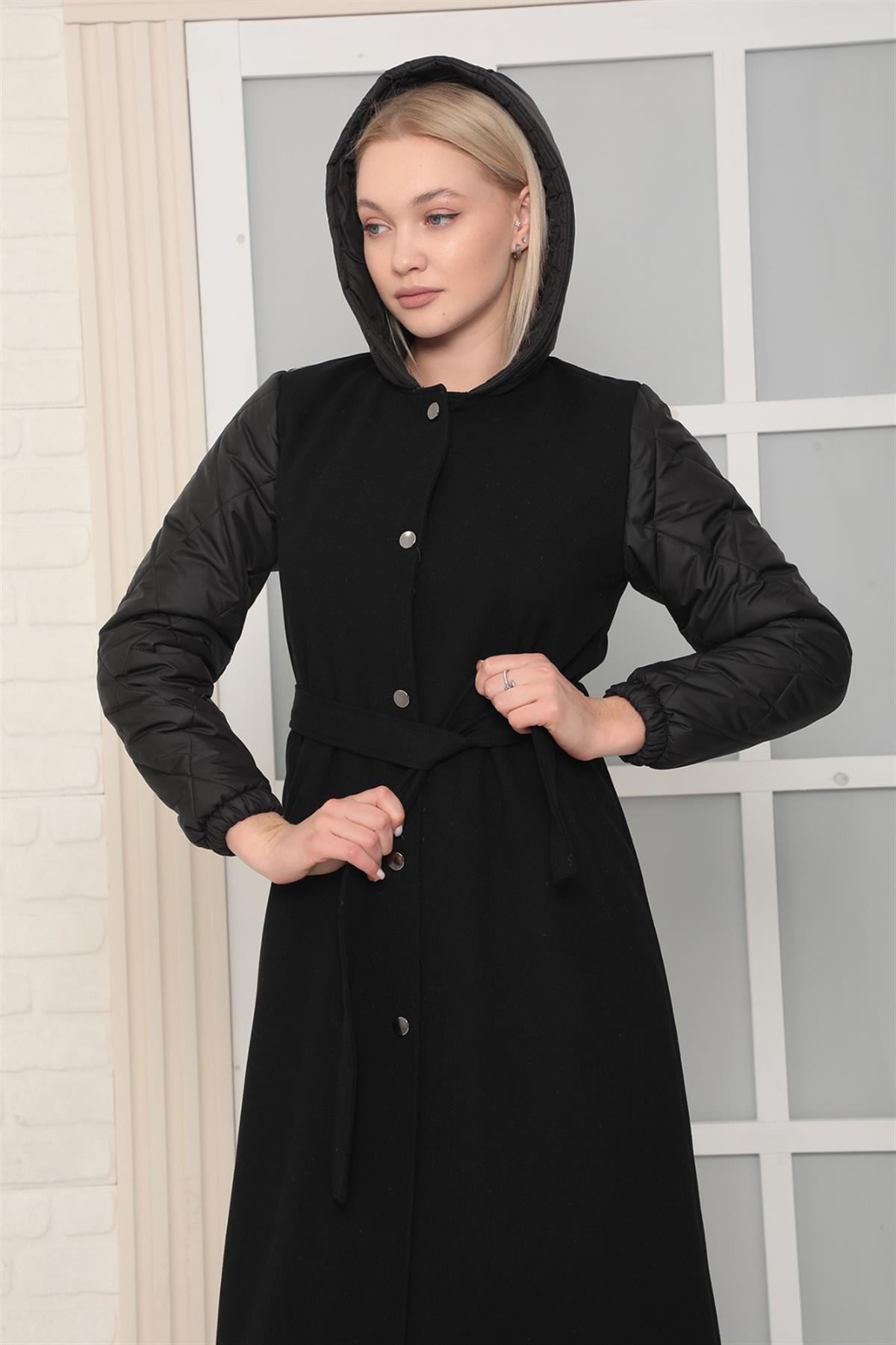 Aydan Kapüşonlu Kaşe Kaban