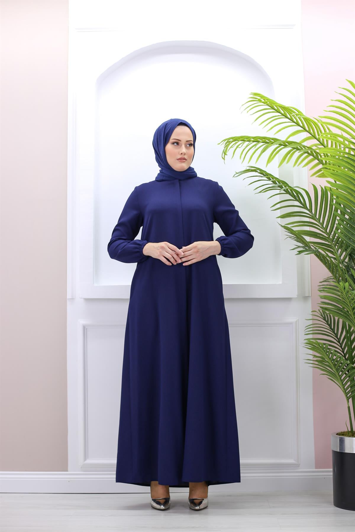 Aydan Krep Kumaş Düz Ferace