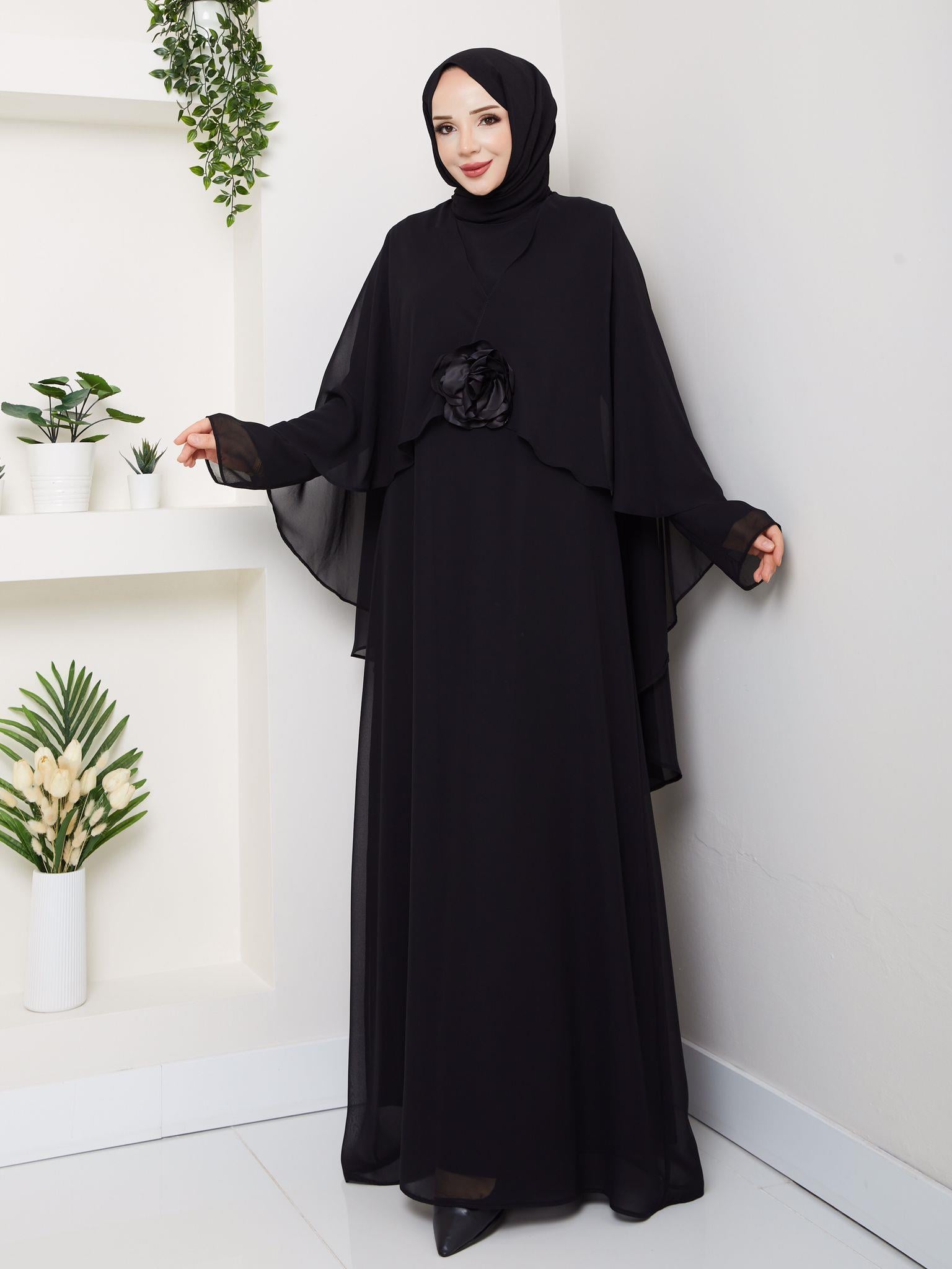 7107 Şifon Güllü Elbise