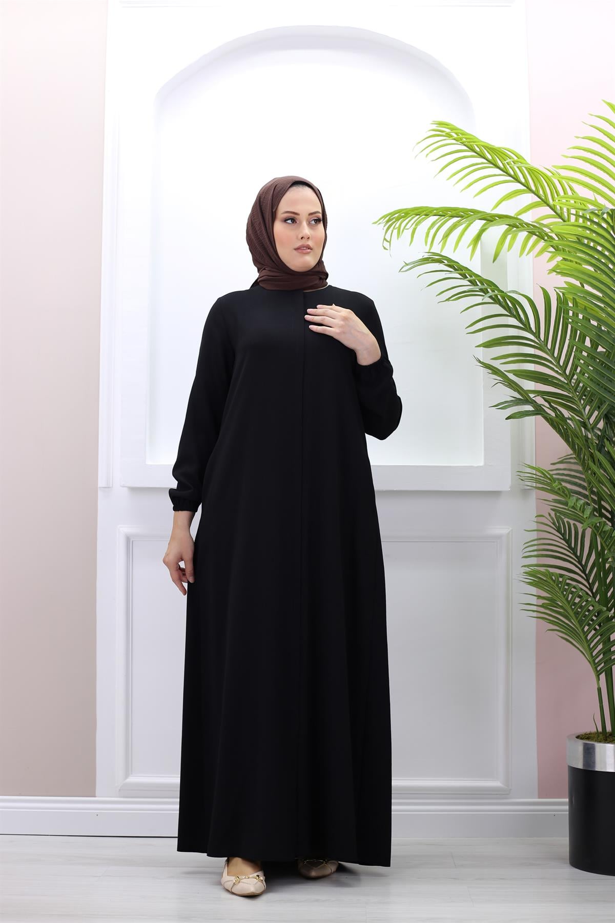 Aydan Krep Kumaş Düz Ferace