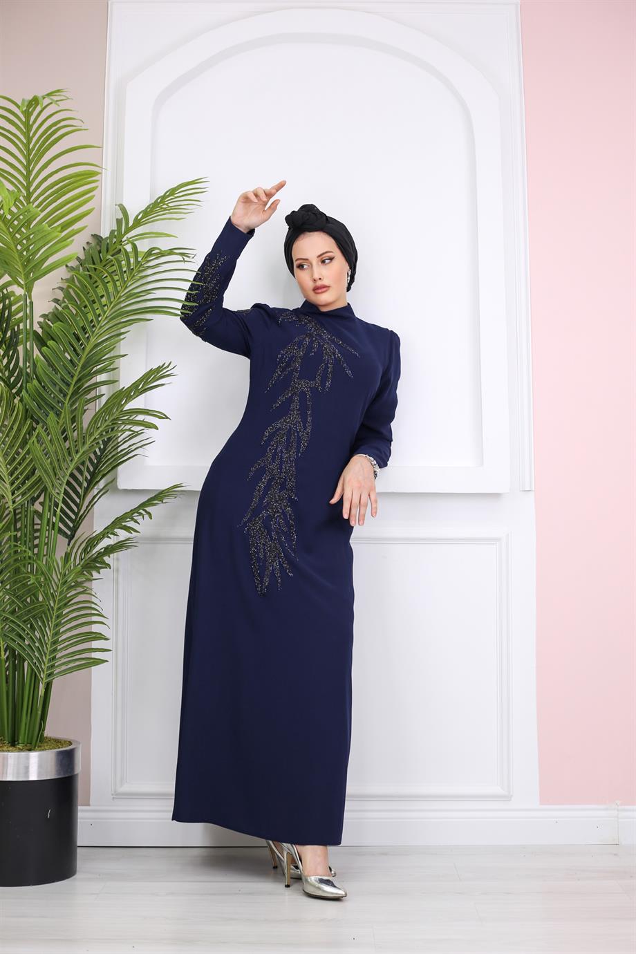 Aydan Taş İşlemeli Elbise