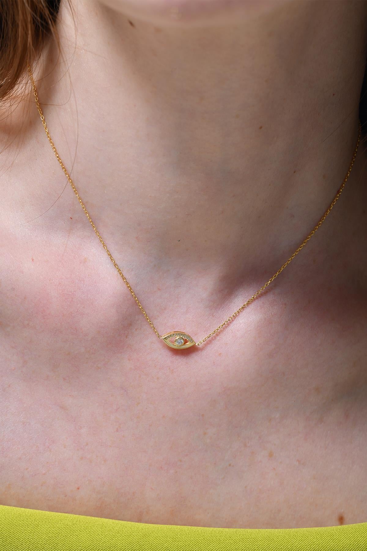 0.10 Carat Nazar Pırlanta Kolye