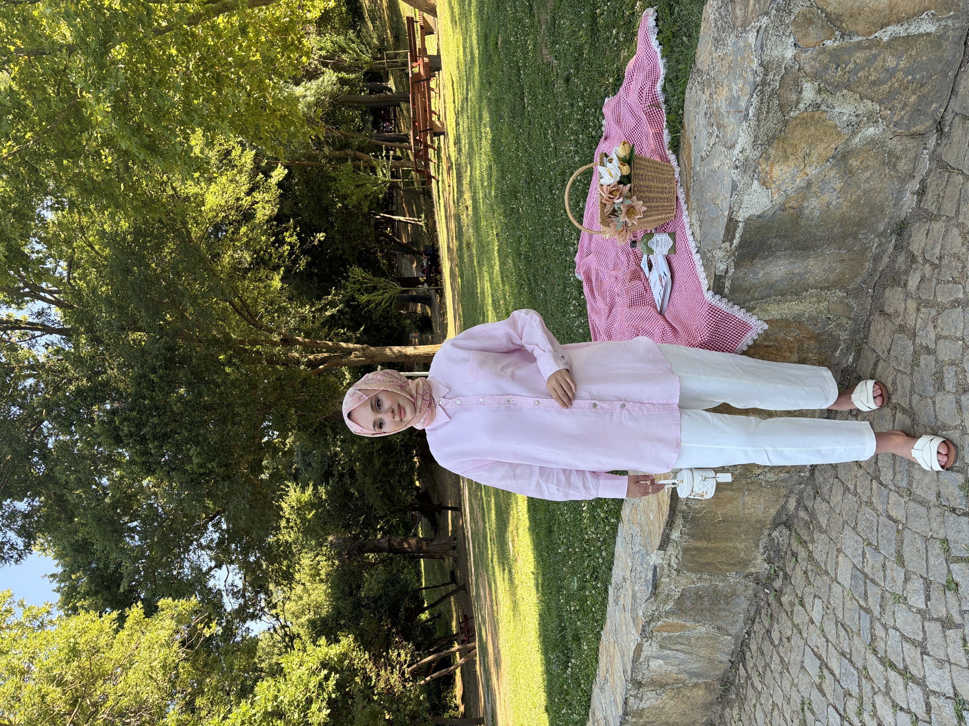 Eliza Keten Gömlek TOZ PEMBE
