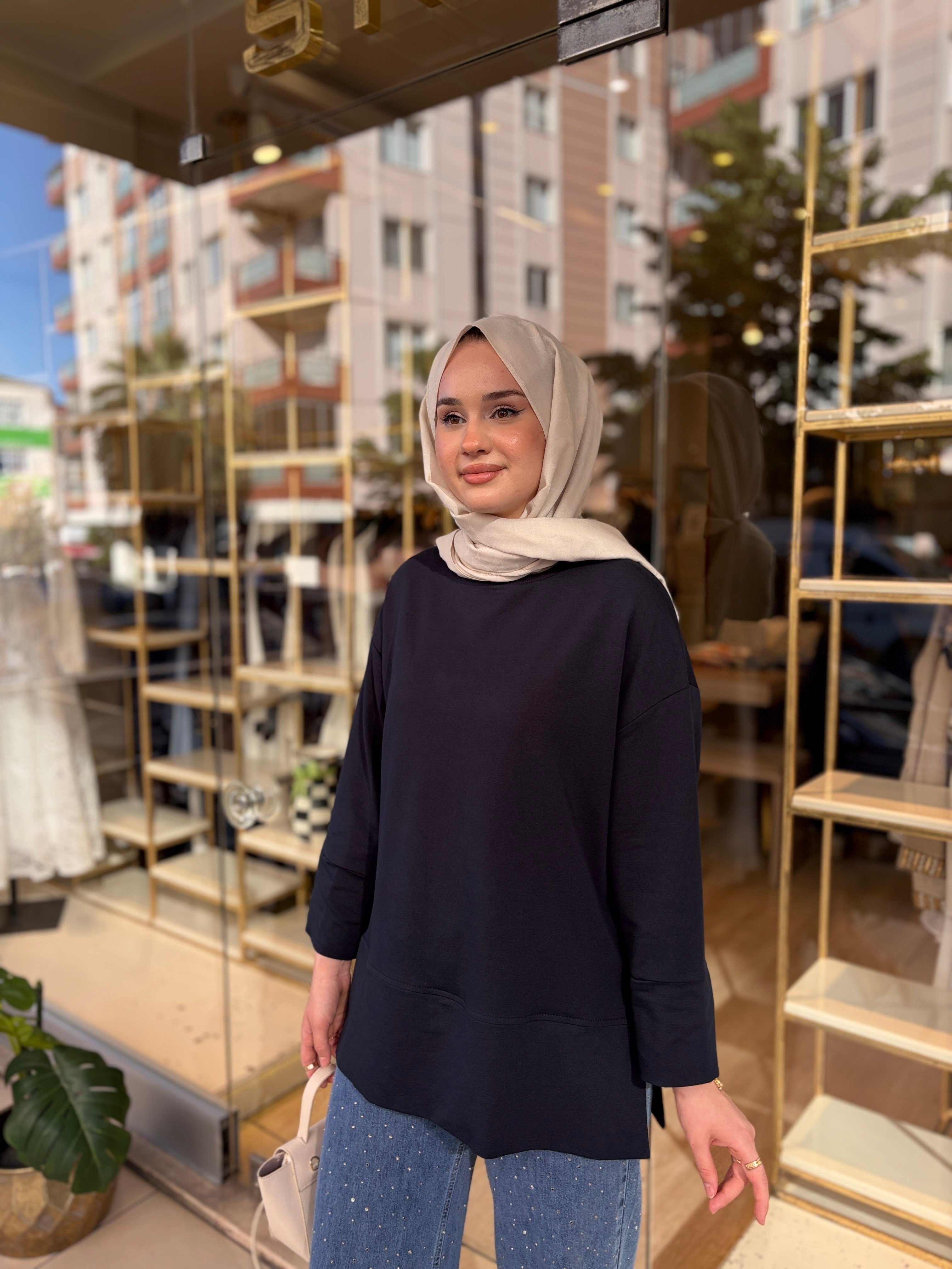 İKİ İP YIRTMAÇLI SWEAT LACİVERT