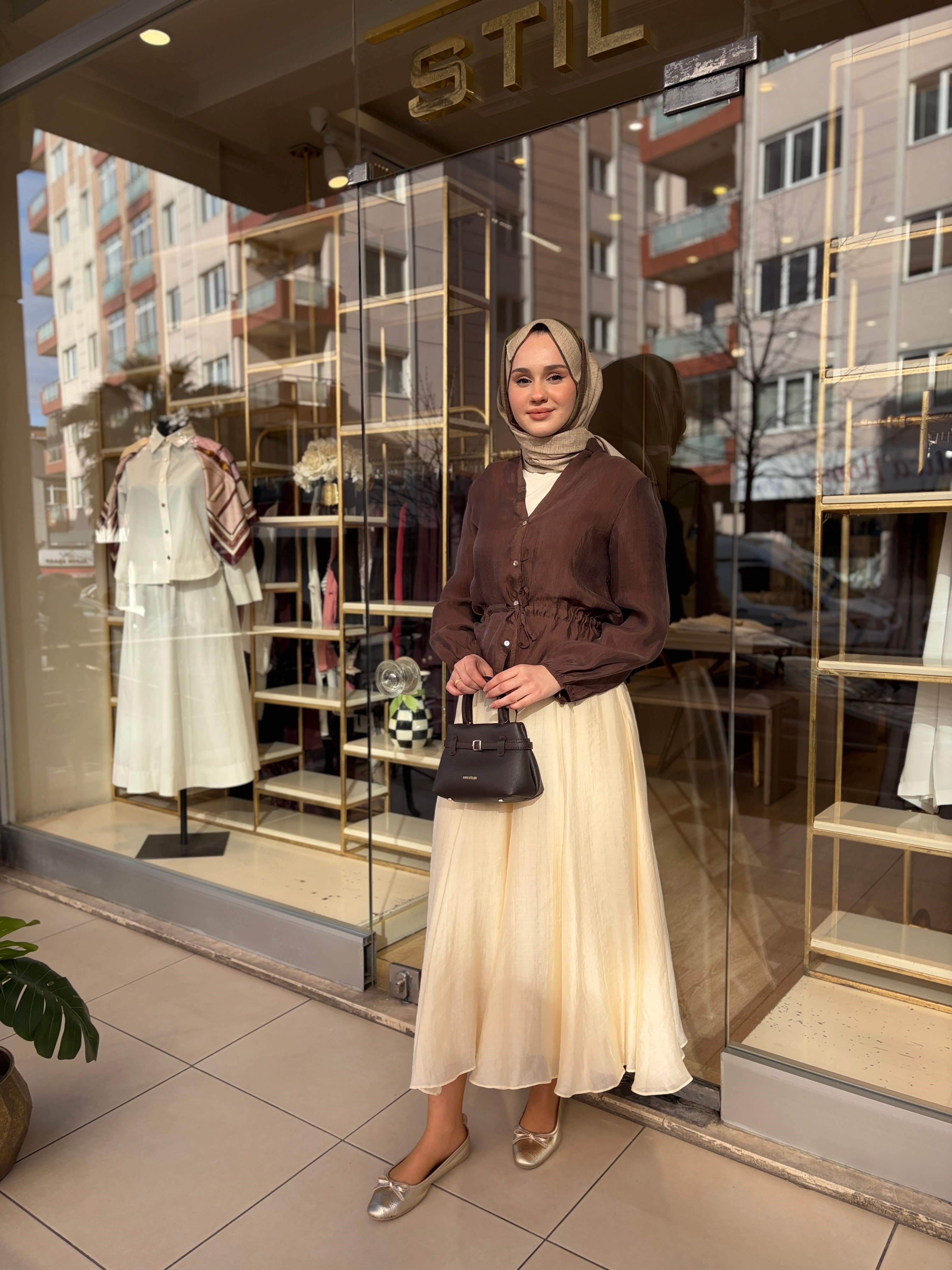 VUAL BELİ TÜNELLİ GÖMLEK KAHVERENGİ