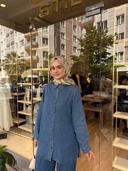 HAVAİ TENSEL GÖMLEK AÇIK MAVİ