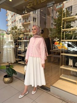 NAKIŞ DETAYLI GÖMLEK PEMBE