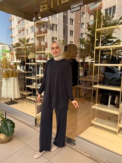 ŞİFON DETAY TAKIM SİYAH