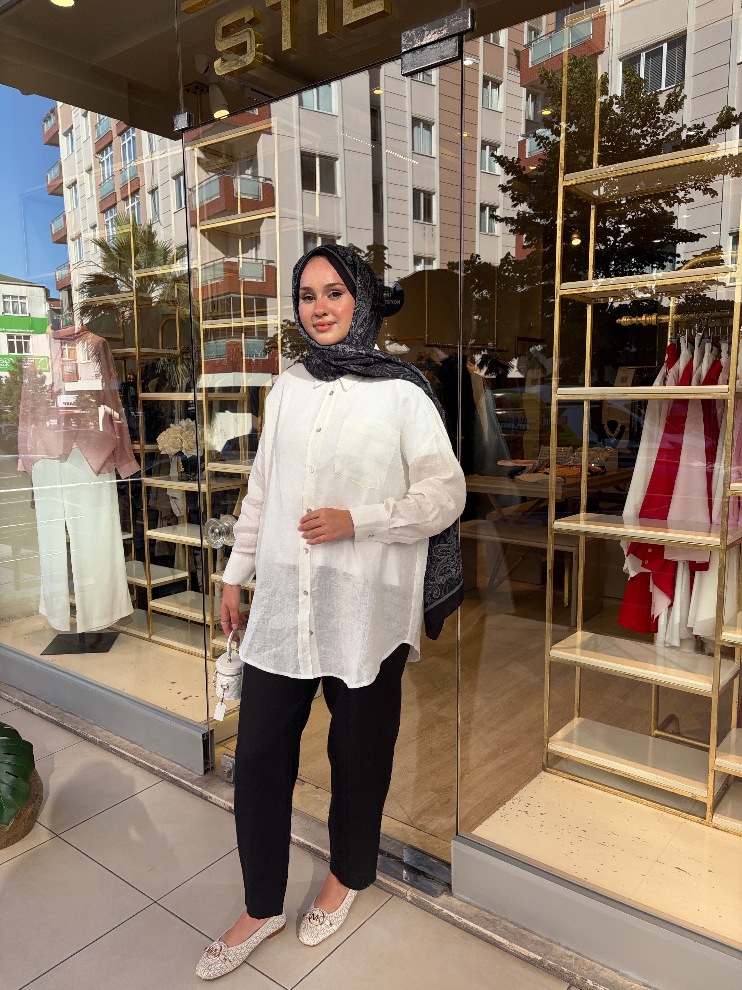 : SLOUCHY  KETEN  PANTOLON SİYAH