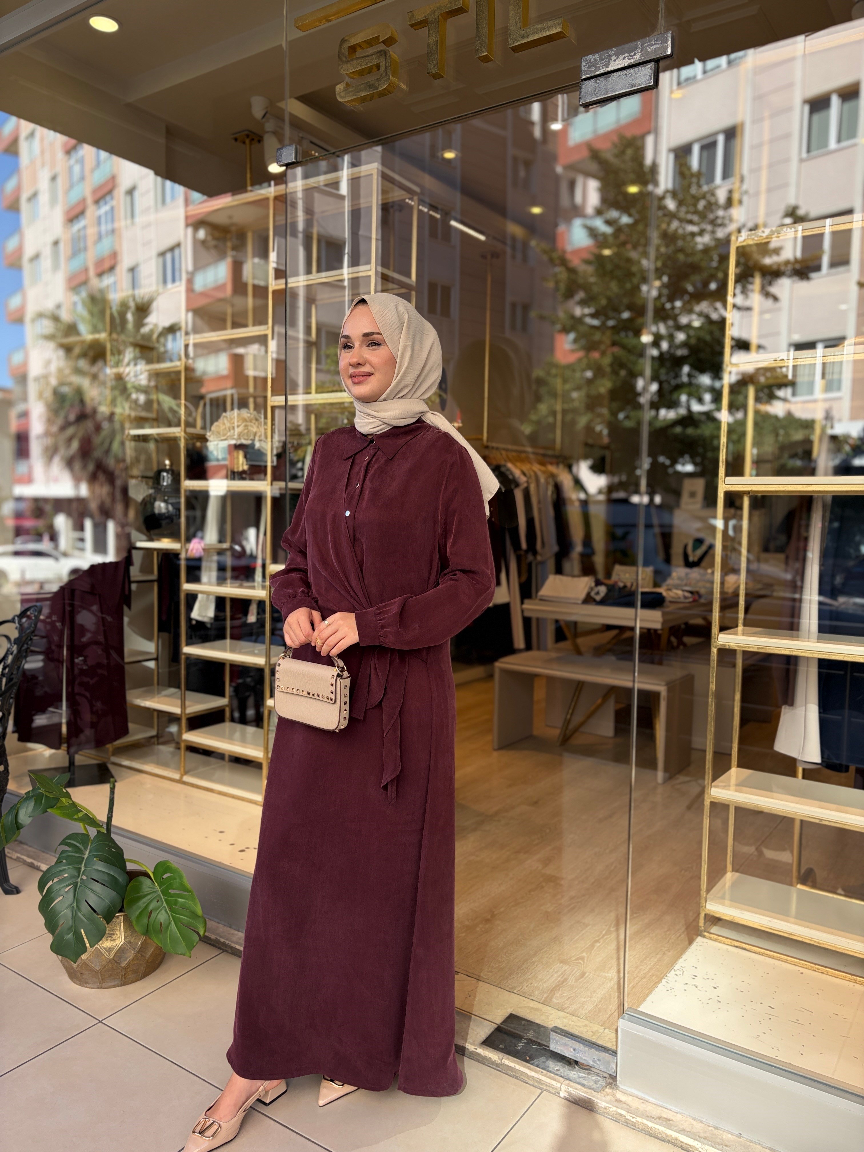 NUSS BAMBU ELBİSE MÜRDÜM 