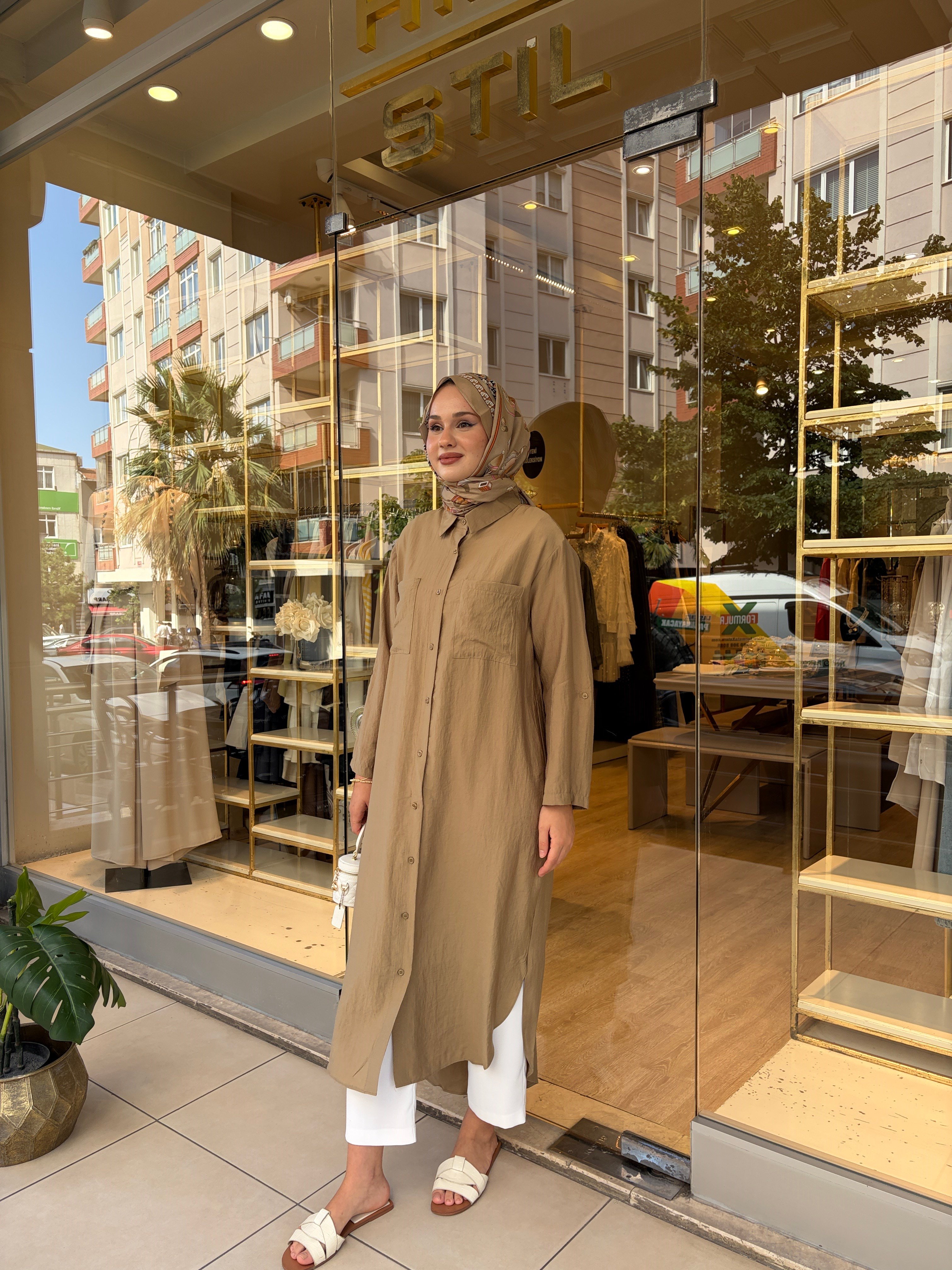 PAMUK İPEK ŞAL KAHVE