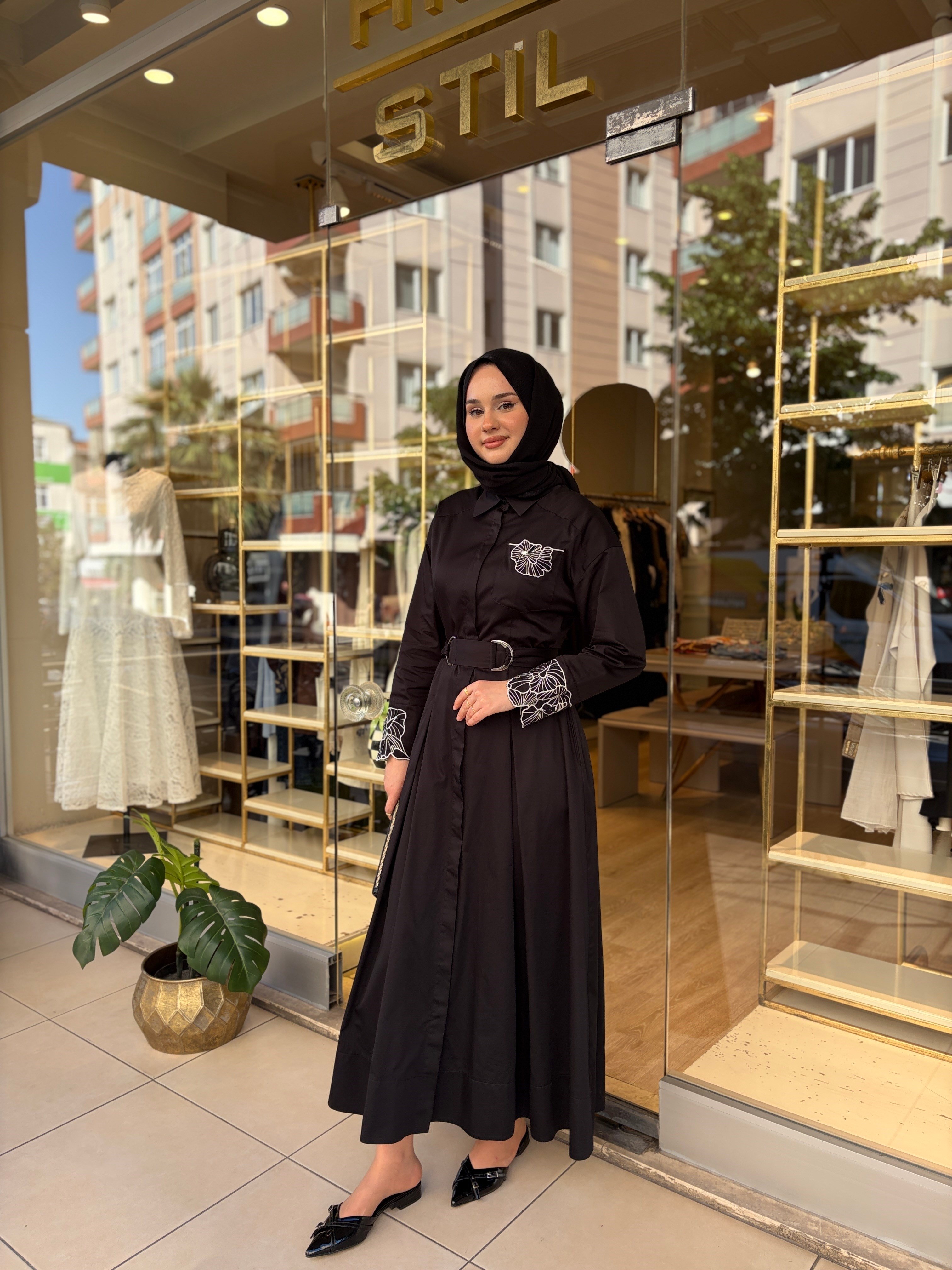 PERLA ELBİSE SİYAH