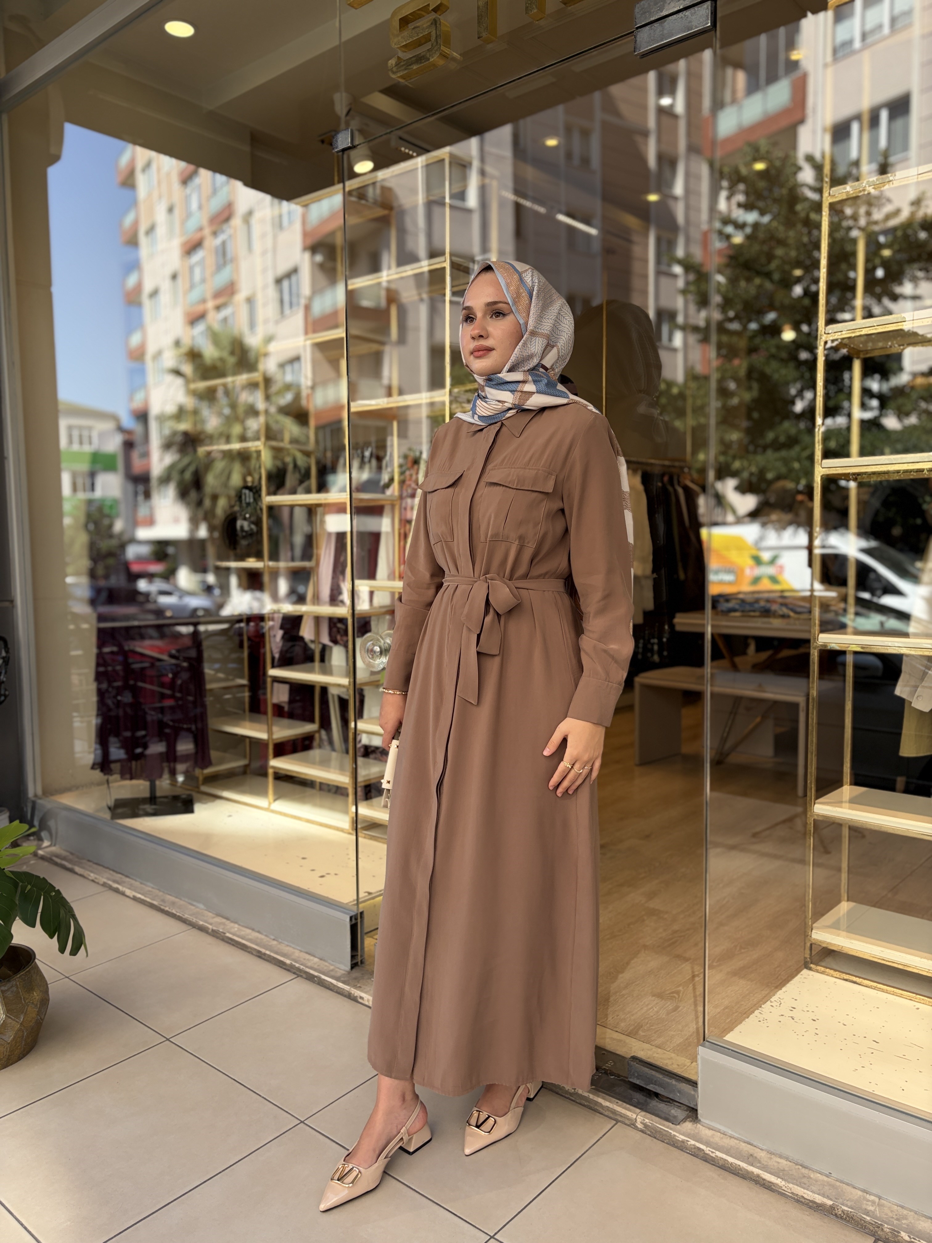ŞURA CEPLİ ELBİSE VİZON