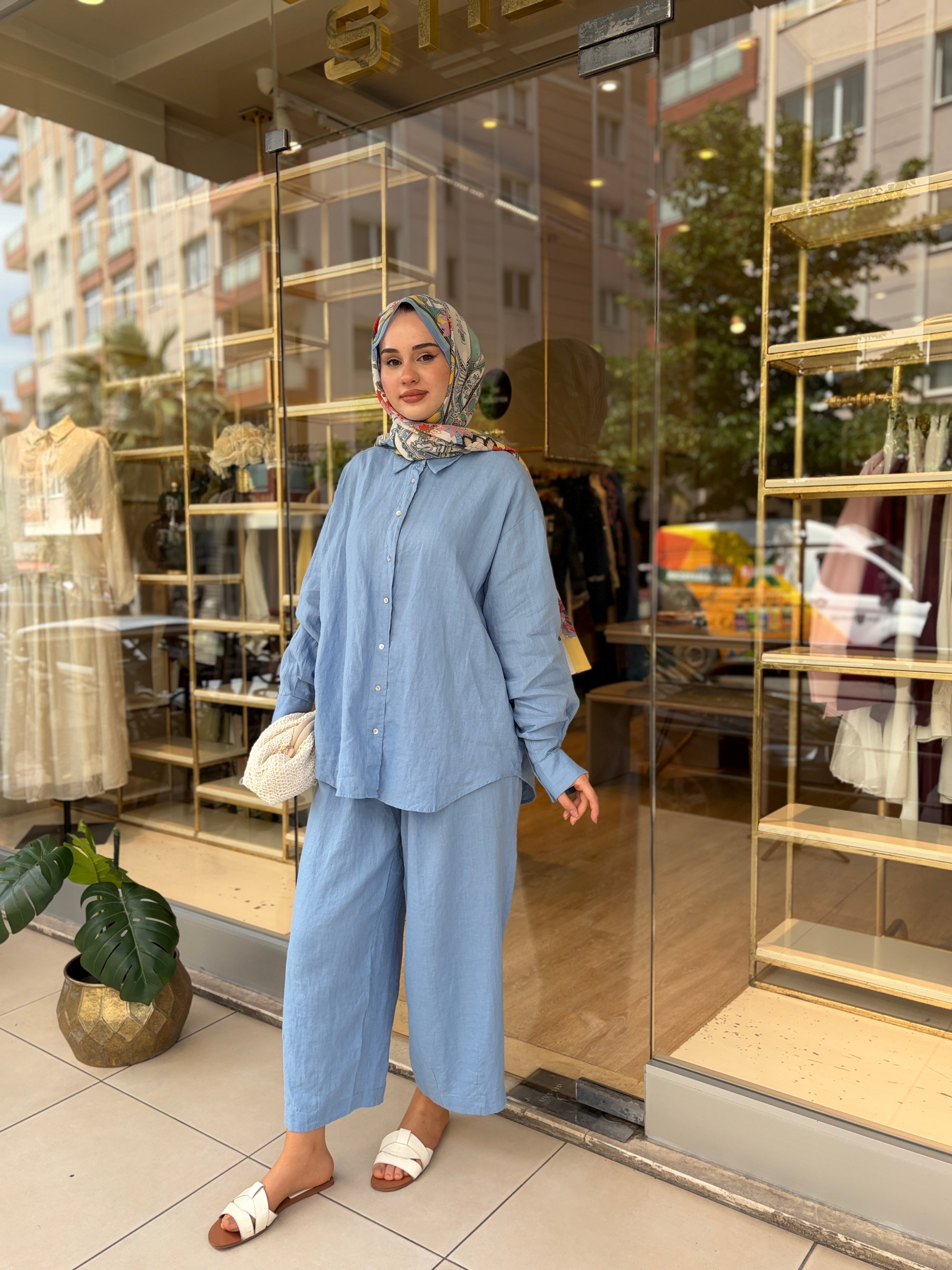 YASEMİN ŞALVAR PANTOLON BEBE MAVİSİ