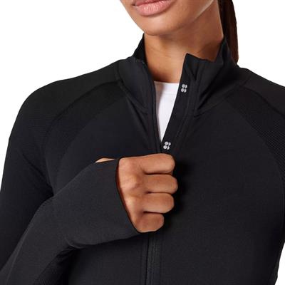 Athlete Crop Seamless Workout Zip Up Kadın Koşu Ceketi