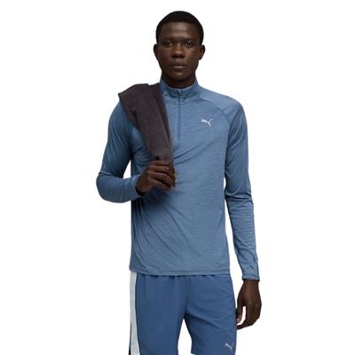Puma Run Veloty 1/4 Zip Erkek Mavi Koşu Tişört