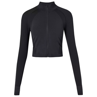 Athlete Crop Seamless Workout Zip Up Kadın Koşu Ceketi