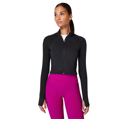Athlete Crop Seamless Workout Zip Up Kadın Koşu Ceketi