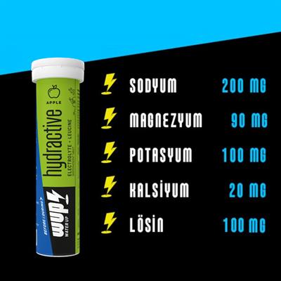 WUP Hydractive Elektrolit ve Lösinli Efervesan Tablet Elmalı Kutu (10x20 Tablet)