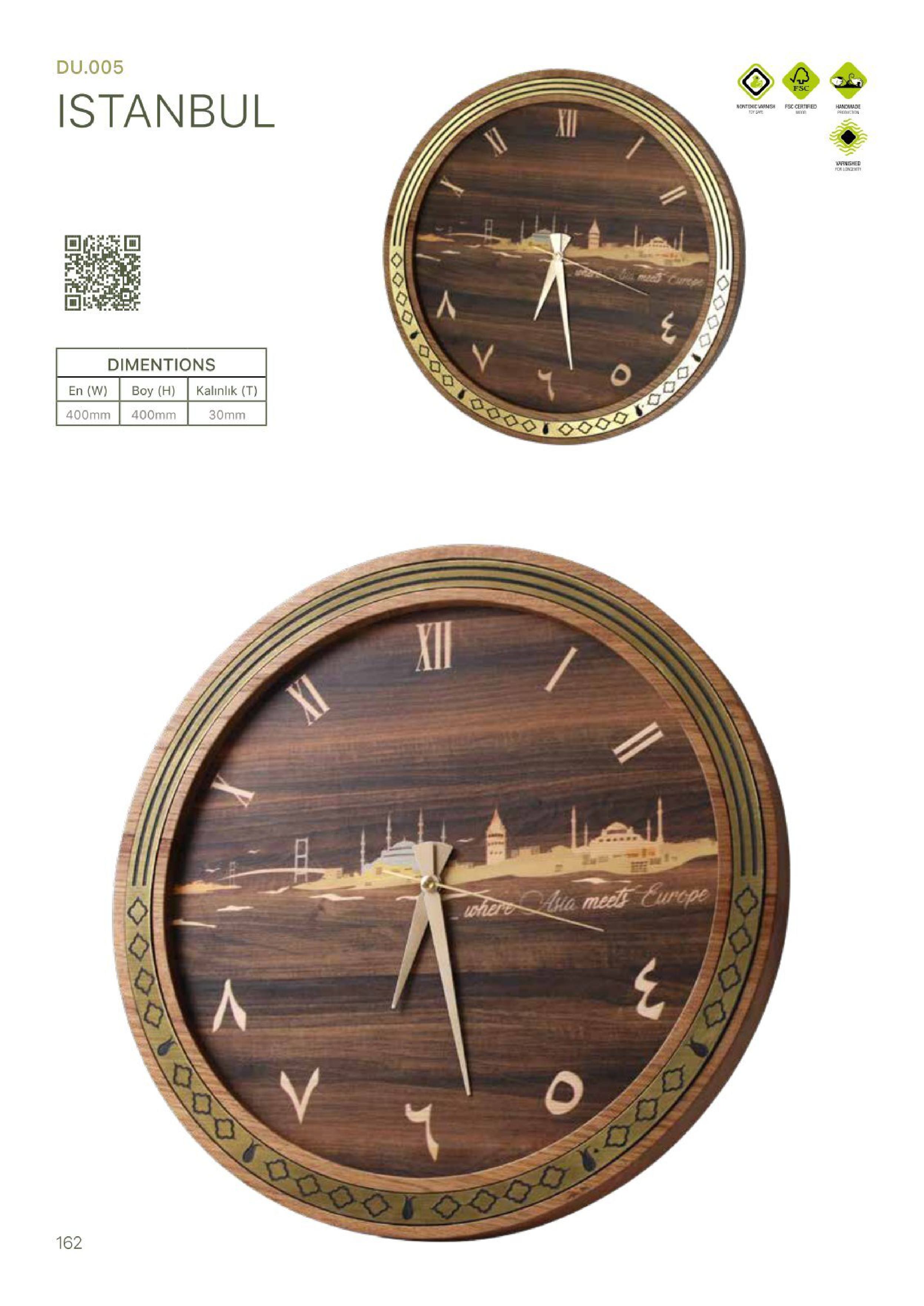 wall clock, Turkish inspired wood clock, handcrafted wooden timepiece, rustic Istanbul wall decor, artistic wall clock wood, traditional style wall clock, silent wooden timepiece, decorative Istanbul clock, natural wood wall clock, unique home clock