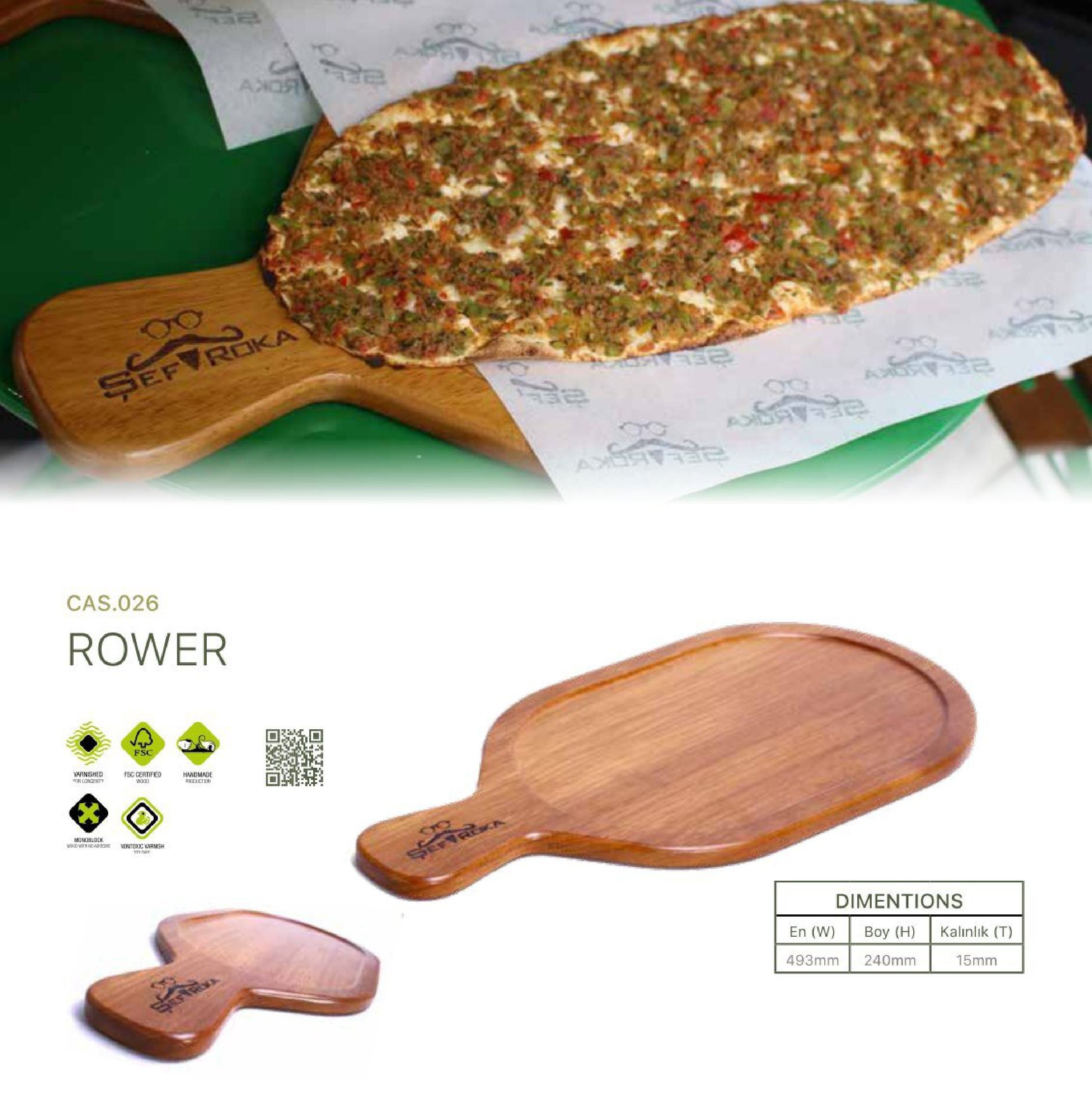wooden pide serving board, lahmacun platter wood, ROWER serving tray, Turkish bread board, wooden flatbread platter, natural wood food tray, handcrafted pide board, rustic Turkish serving board, wooden pizza-style board, long serving tray wood, traditional bread serving plate, wooden board for lahmacun, Turkish wooden kitchenware