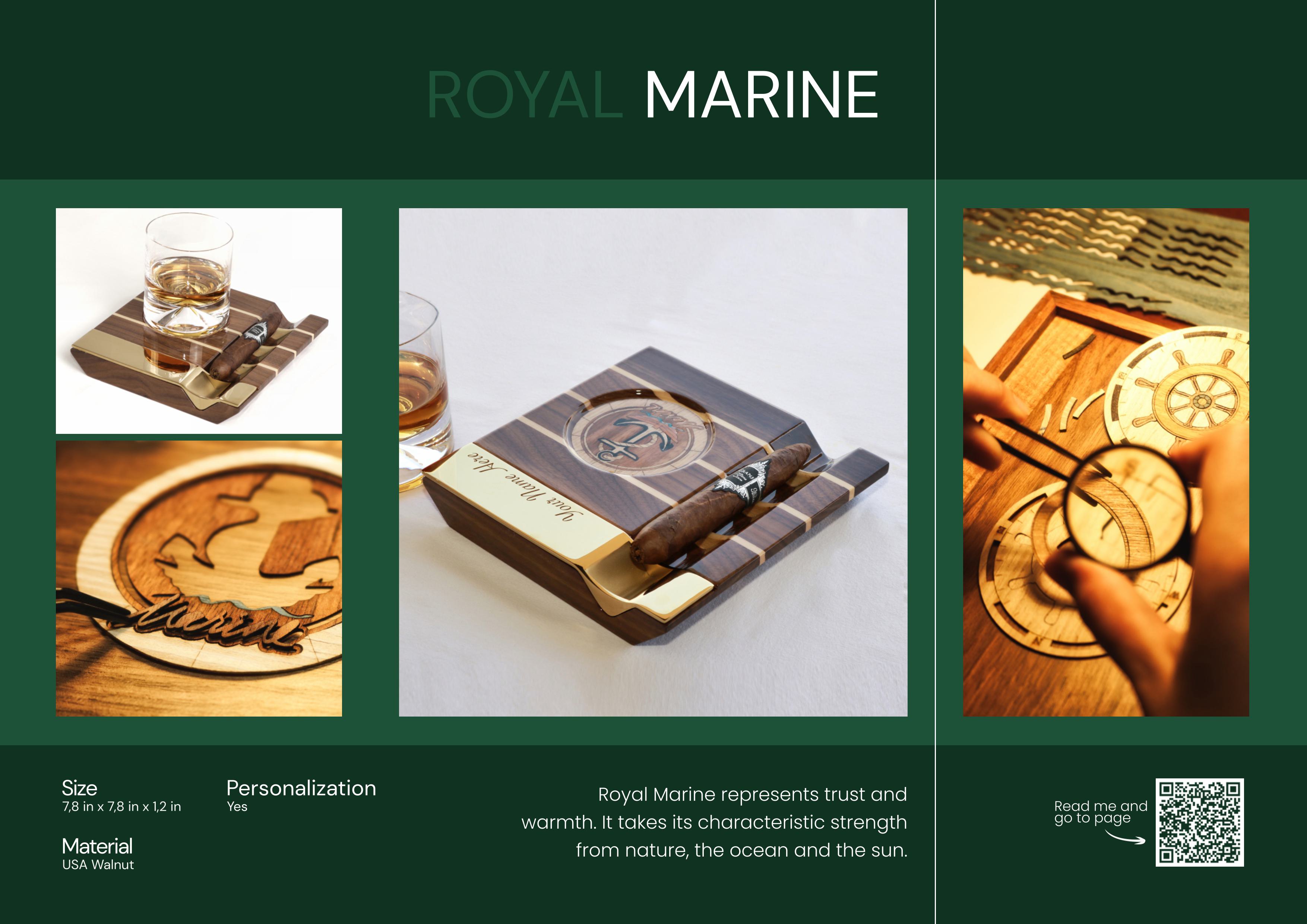 Marine Model whiskey and cigar set, Royal Series nautical serving set, handcrafted wooden bar ensemble, luxurious whiskey presentation, elegant cigar accessories, nautical-themed bar set, premium wooden serving collection