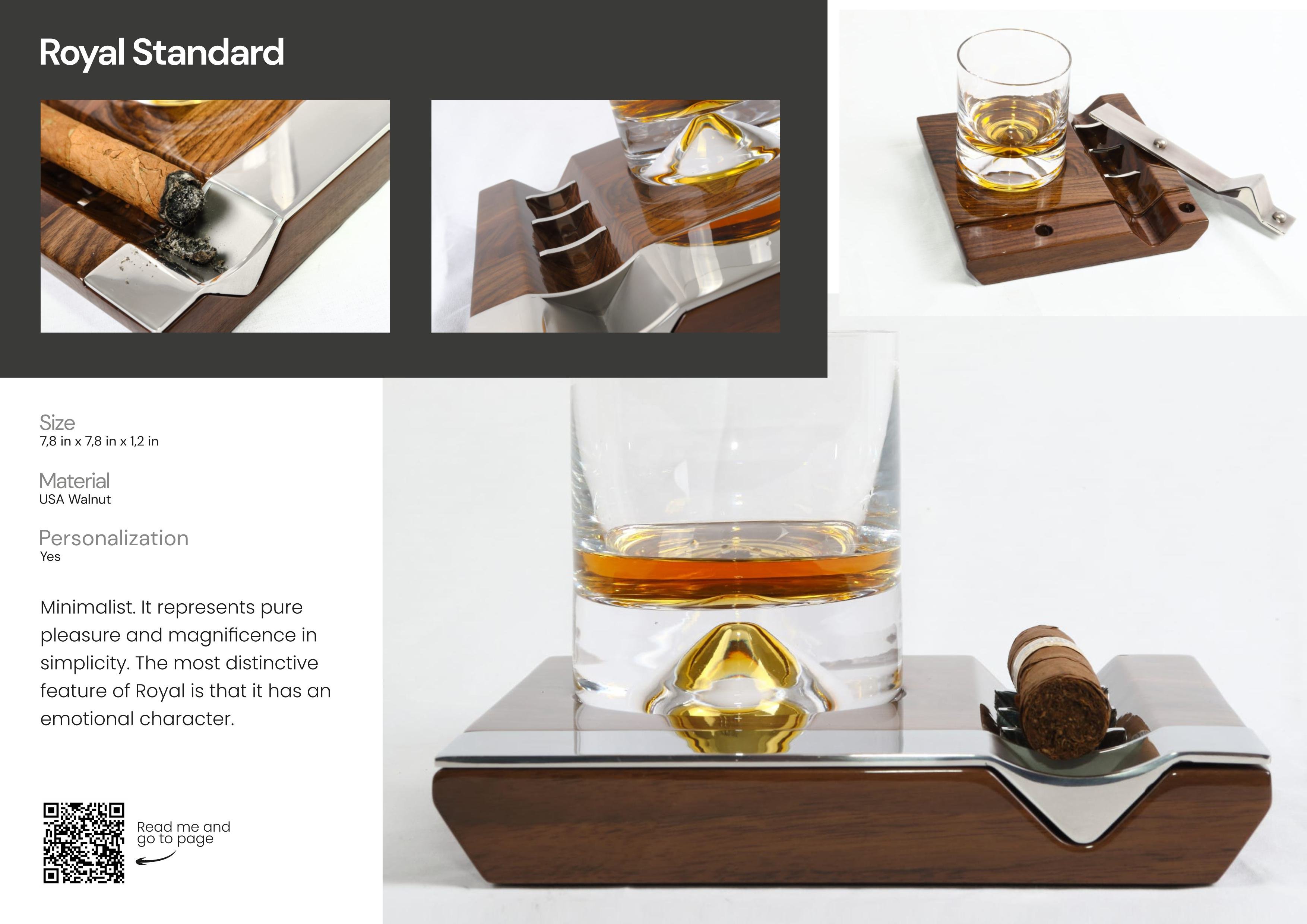whiskey and cigar set, Royal Series serving set, luxurious wooden ensemble, handcrafted whiskey tray, cigar presentation set, elegant bar accessories, premium whiskey and cigar serving, artisan wooden bar set